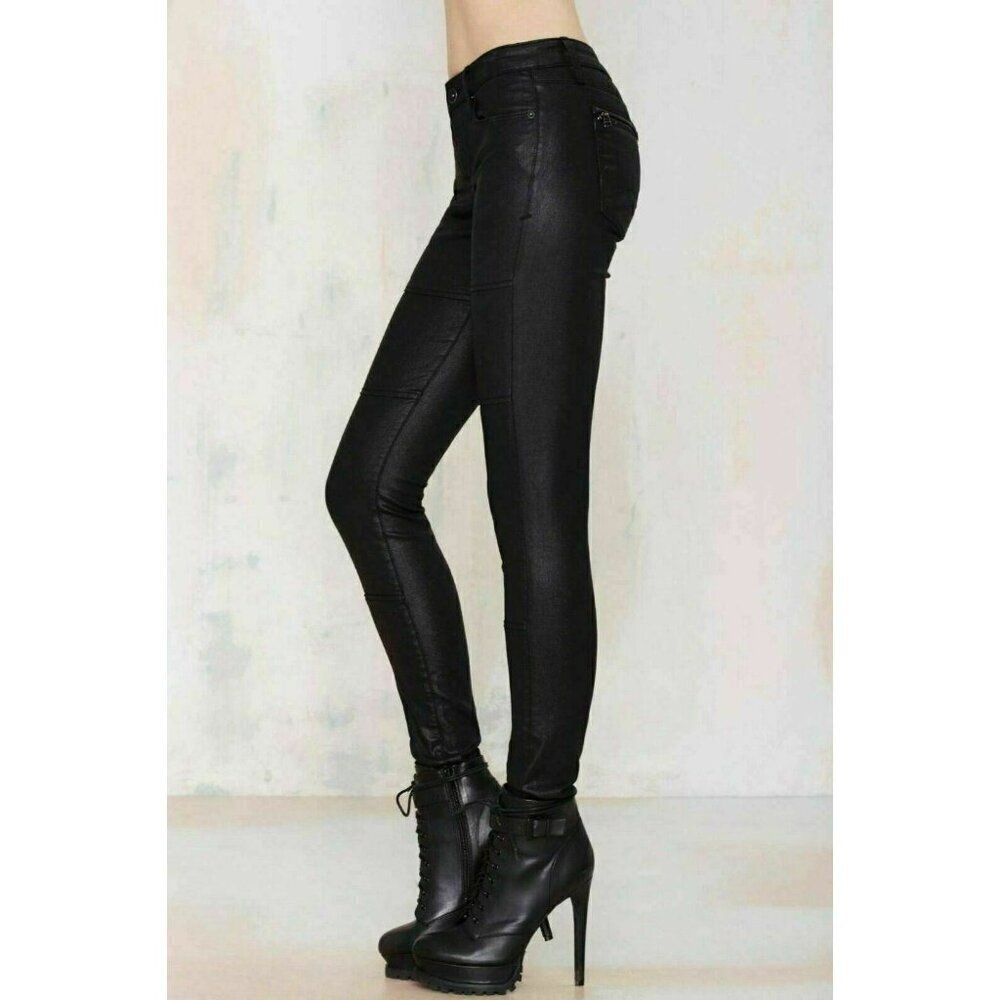 Cult of Individuality x Nasty Gal Black Zen Moto Denim Pants Women’s Size 26 - Picture 4 of 12